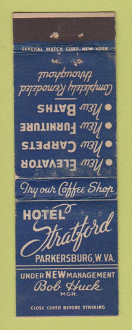 Matchbook Cover - Hotel Stratford Parkersburg WV WEAR