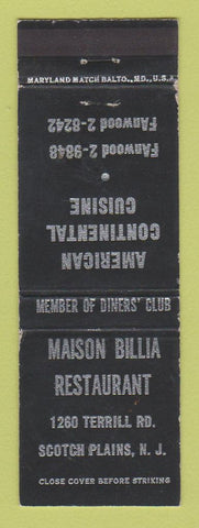 Matchbook Cover - Maison Billia Restaurant Scotch Plains NJ WEAR