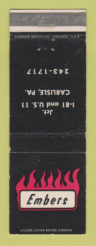 Matchbook Cover - Embers Restaurant Carlisle PA WEAR