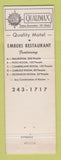 Matchbook Cover - Embers Restaurant Carlisle PA WEAR