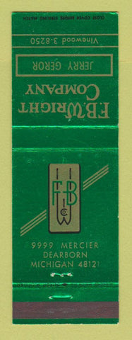 Matchbook Cover - FB Wright Dearborn MI V Belts Hose Tubing