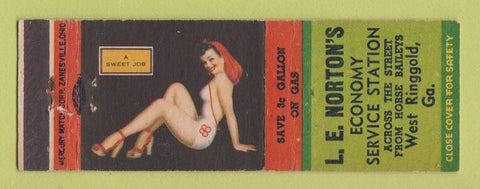 Matchbook Cover - LE Norton's oil gas West Ringgold GA pinup