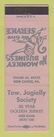 Matchbook Cover - Tow Jagielly Society New Castle PA