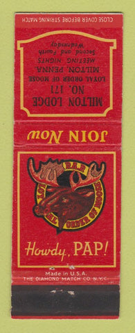 Matchbook Cover - Moose Club Milton PA WEAR