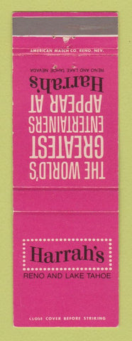 Matchbook Cover - Harrah's Casino Reno Lake Tahoe NV Sammy Davis Jr Jimmy Dean