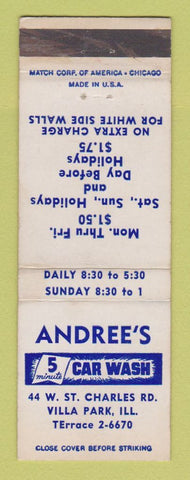 Matchbook Cover - Andree's Car Wash Villa Park IL WEAR