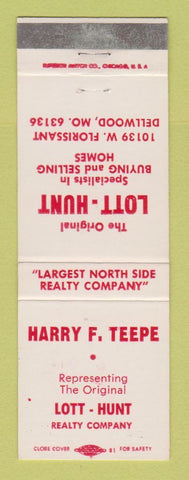 Matchbook Cover - Lott Hunt Real Estate Harry Teepe Dellwood MO