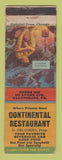 Matchbook Cover - Continental Restaurant Canonsburg PA
