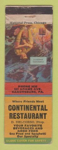 Matchbook Cover - Continental Restaurant Canonsburg PA