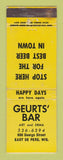 Matchbook Cover - Geurts' Bar East De Pere WI WEAR