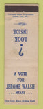 Matchbook Cover - Jerome Walsh Election MO 1946 WEAR