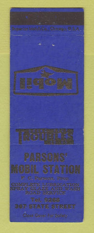 Matchbook Cover - Mobil oil gas Parsons' Bangor ME