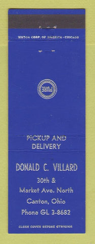 Matchbook Cover - Pure oil gas Donald Villard Canton OH