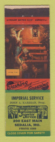 Matchbook Cover - Imperial Service oil gas Sedalia MO
