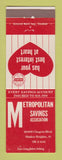 Matchbook Cover - Metropolitan Savings Shaker Heights OH