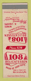 Matchbook Cover - 108 Delicatessen Deli Warrensburg MO