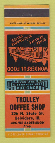 Matchbook Cover - Trolley Coffee Shop Belvidere IL