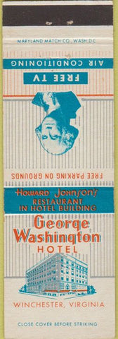 Matchbook Cover - George Washington Hotel Winchester VA