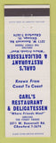 Matchbook Cover - Carl's Restaurant Deli Chicago IL