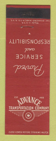 Matchbook Cover - Advance Transportation Trucking Chicago IL Milwaukee