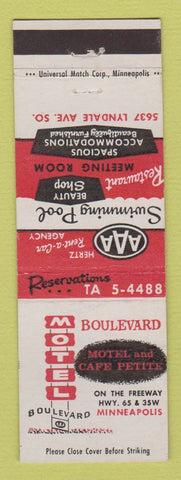 Matchbook Cover - Boulevard Motel Cafe Minneapolis MN