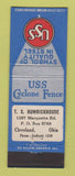 Matchbook Cover - USS Cyclone Fence TS Humrickhouse Cleveland OH