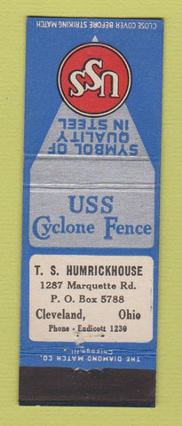 Matchbook Cover - USS Cyclone Fence TS Humrickhouse Cleveland OH