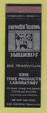 Matchbook Cover - Erie Time Products Watch Repair  Erie PA