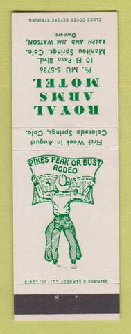 Matchbook Cover - Royal Arms Motel Manitou Springs Colorado Pikes Peak Rodeo