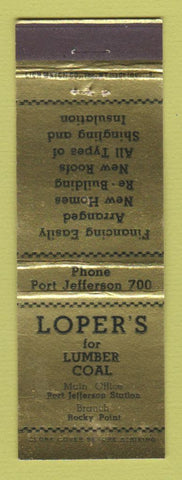 Matchbook Cover - Loper's Lumber Coal Port Jefferson NY