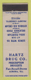 Matchbook Cover - Hartz Drug Company Aurora IL