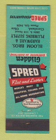 Matchbook Cover - Glidden Spred Paint Bloom Bros Hardware Cleveland OH