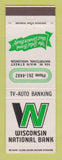Matchbook Cover - Wisconsin National Bank Watertown WI