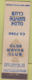 Matchbook Cover - Old Wayne Club Detroit MI