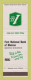 Matchbook Cover - First National Bank Monroe WI
