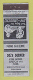 Matchbook Cover - Cozy Corner Bar Black River Falls WI Advance