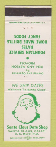 Matchbook Cover - Santa Claus Date Shop CA