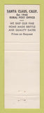 Matchbook Cover - Santa Claus Date Shop CA