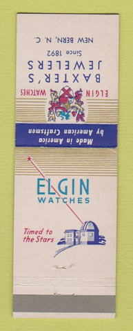 Matchbook Cover - Baxter's Jewelry New Bern NC Elgin Watches