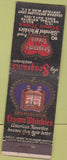 Matchbook Cover - Seagram's 5  and  7 Crown Whiskey NYC NY