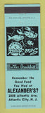 Matchbook Cover - Alexander's Restaurant Atlantic City NJ