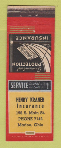 Matchbook Cover - Henry Kraner Insurance Marion OH