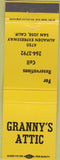 Matchbook Cover - Granny's Attic San Jose CA Yellow