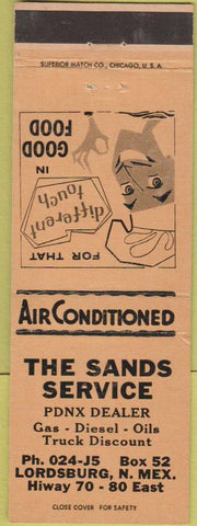 Matchbook Cover - The Sands Service Gas PDNX Lordsburg NM