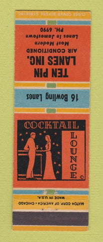 Matchbook Cover - Ten Pin Lanes Bowling Jamestown