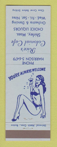 Matchbook Cover - Rice's Colonial Cafe Shirley MA girlie