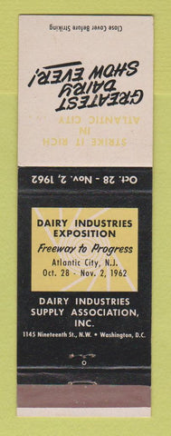 Matchbook Cover - Dairy Industries Exposition Atlantic City NJ 1962