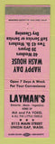 Matchbook Cover - Layman's Grocery Union Gap WA