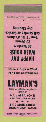 Matchbook Cover - Layman's Grocery Union Gap WA