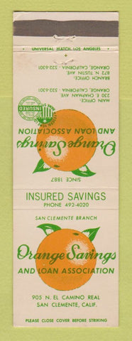 Matchbook Cover - Orange Savings and Loan San Clemente CA WEAR
